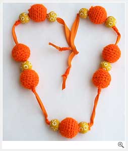 Orange Beads Fabric Necklace