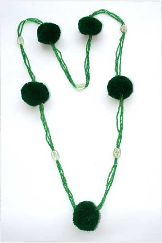 Green Bead Fabric Necklace