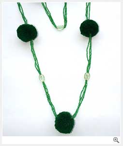 Green Bead Fabric Necklace