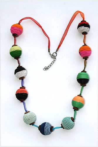Multi color Bead Fabric Necklace