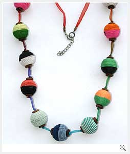 Multi color Bead Fabric Necklace