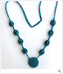Blue Beaded Fabric Necklace