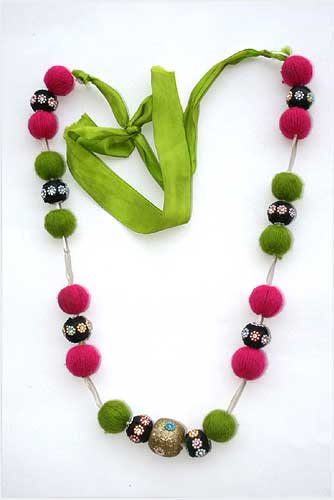 Bright Beads Fabric Necklace