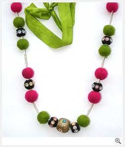 Bright Beads Fabric Necklace