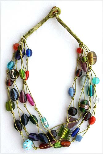 Glass beaded web Necklace