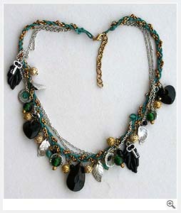 Glass Beaded Metal Chain Necklace