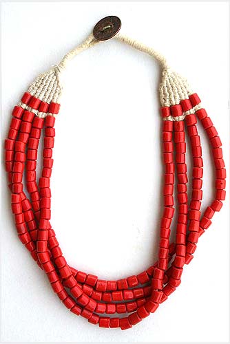 Red trendy Glass Necklace