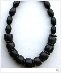 Black Bead Horn Necklace