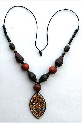 Colored Bead Horn Necklace