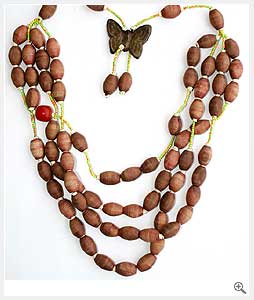 Oval Beads Wooden Necklace