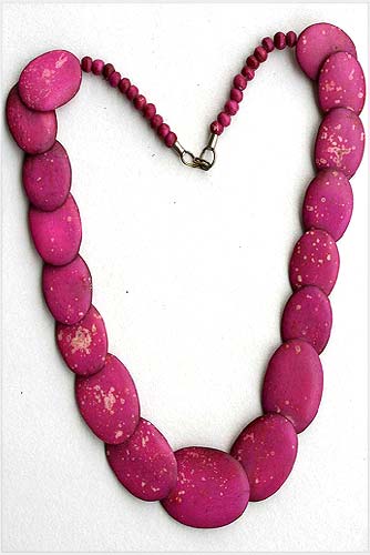 Pink Oval Bone Necklace