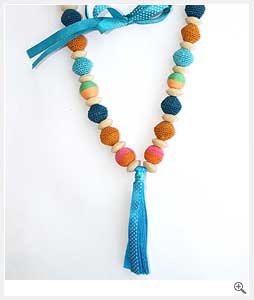 Short Beaded Fabric Necklace