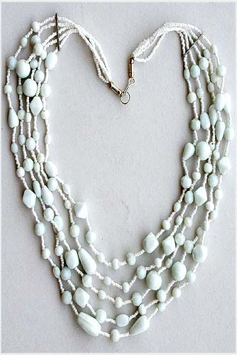 White Beaded Glass Necklace