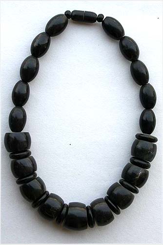 Black Bead Horn Necklace