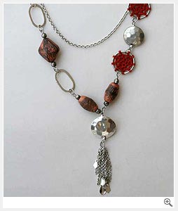 Long bead metal necklace
