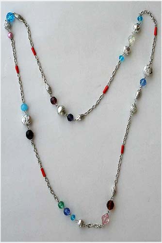 White Beads metal Necklace