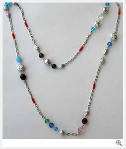 White Beads metal Necklace