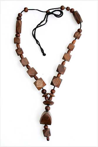 Square beads Wooden Necklace